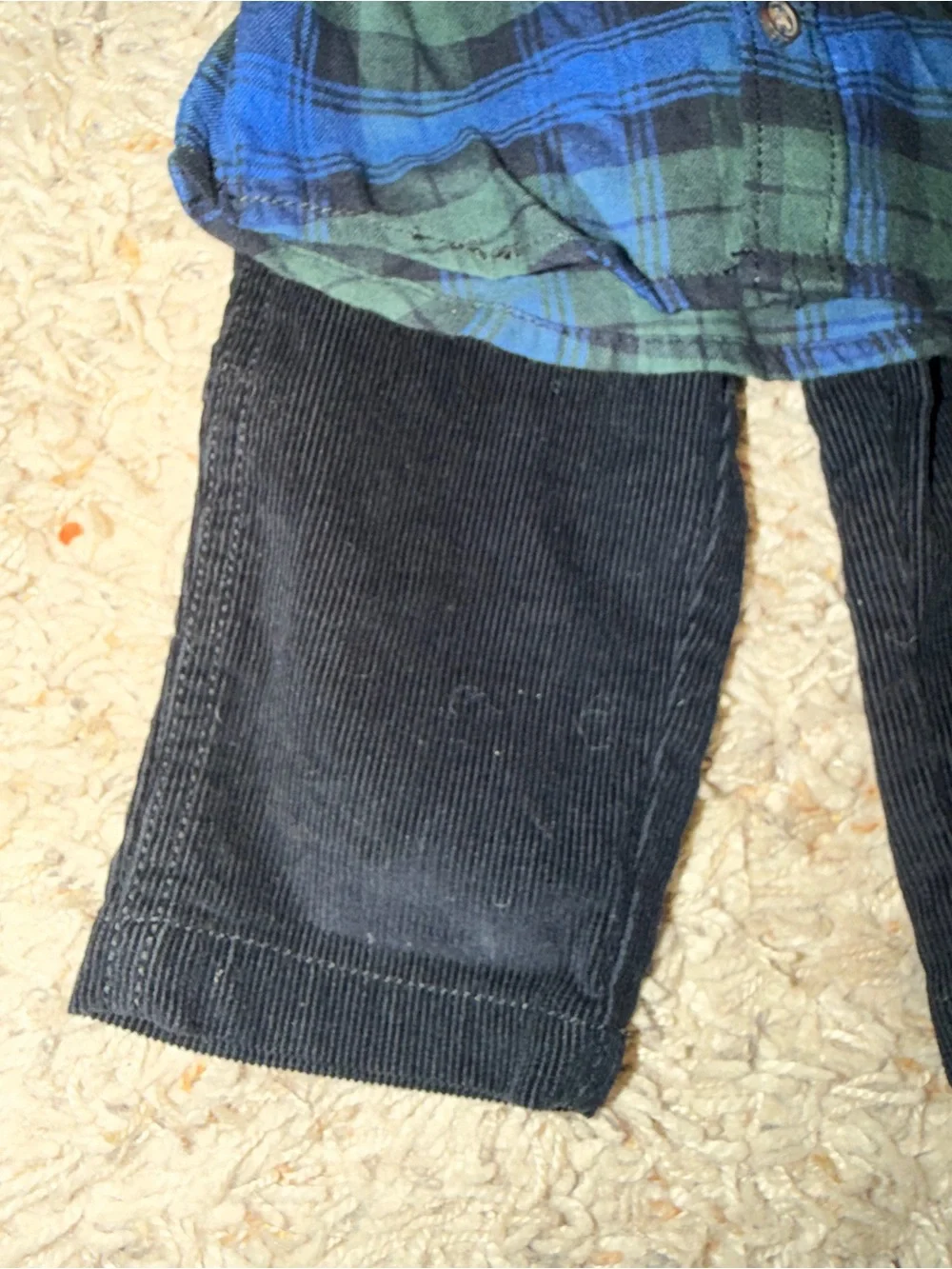 Carter new size 9 months set - Plaid Button-Up Shirt with corduroy black pants